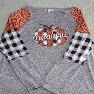 Gray and Orange Thankful Kids Shirt